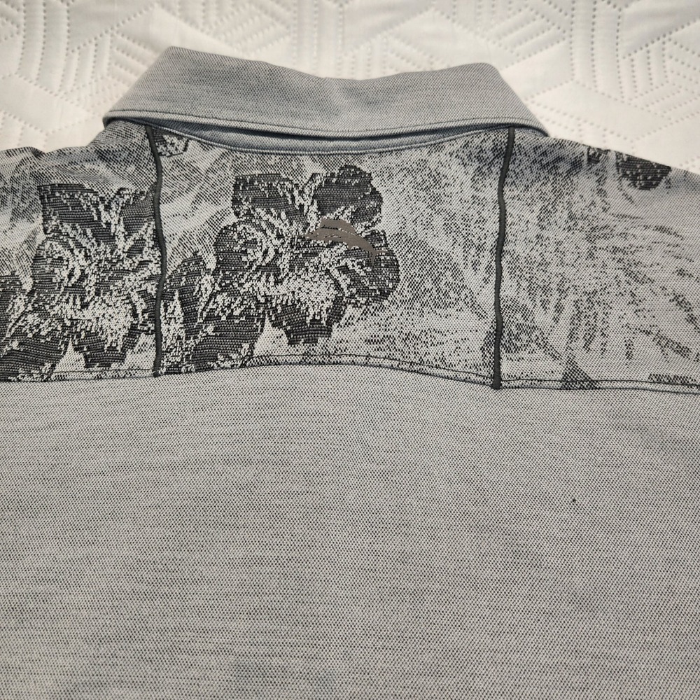 Tommy Bahama Island Zone Polo Shirt Gray Hibiscus Floral Mens XXL-T Golf Casual - Picture 7 of 8